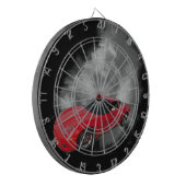 Rood korvet met grijze, verwijderbare achtergrond dartbord (Voorkant Links)