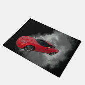 Rood korvet met grijze, verwijderbare achtergrond deurmat (Schuin)