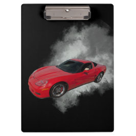 Rood korvet met grijze, verwijderbare achtergrond  klembord