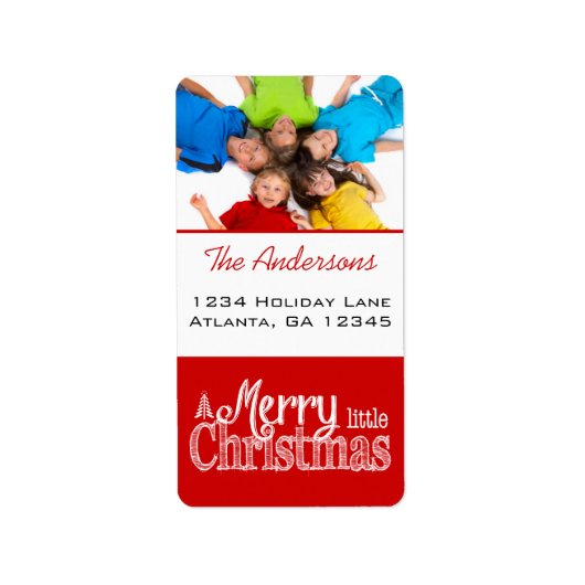 Rood Krijg een vrolijk klein Kerstfeest Etiket (Voorkant)