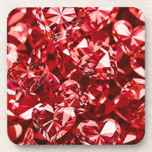 Rood kristal diamanten harten bier onderzetter