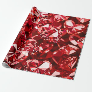 Rood kristal diamanten harten cadeaupapier