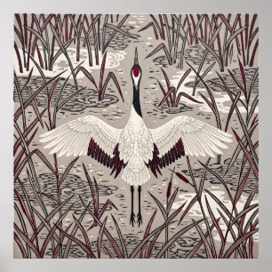 Rood Kroon Kraan Riet Poster