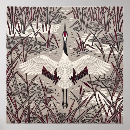 Rood Kroon Kraan Riet Poster (Voorkant)