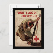 Rood kruis je bloed kan hem redden briefkaart (Voorkant / Achterkant)