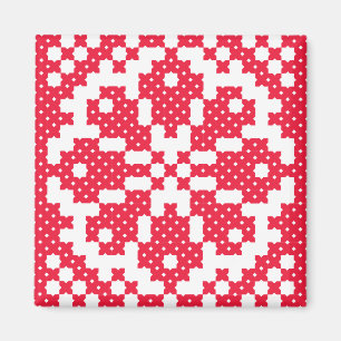 Rood kruissteek Russisch Patroon Magneet