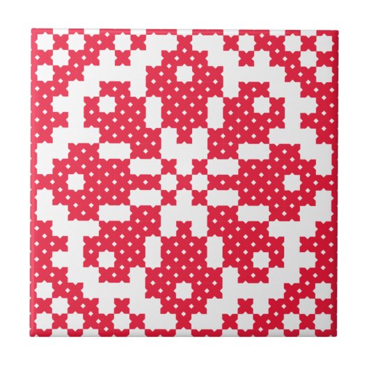 Rood kruisstitspatroon tegeltje (Voorkant)