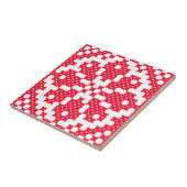 Rood kruisstitspatroon tegeltje (Zijkant)