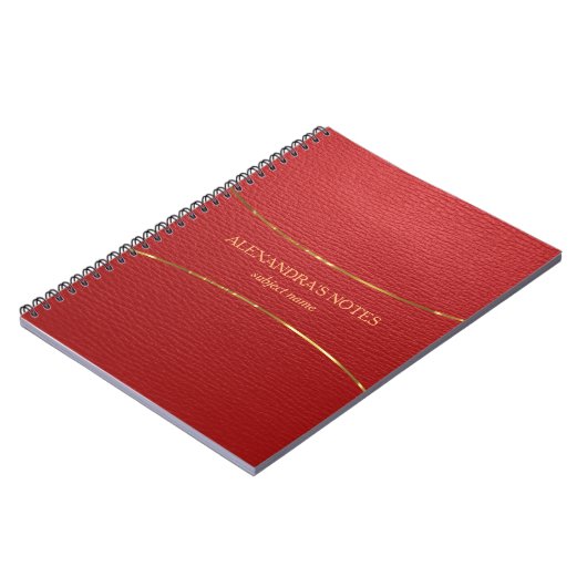 Rood kunstleder, gouden accent notitieboek (Linkerzijde)