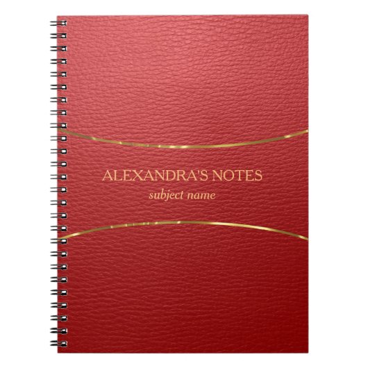 Rood kunstleder, gouden accent notitieboek (Voorkant)