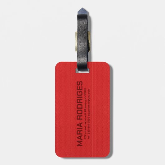 Rood kunstleder Monogram Bagagelabel (Achterkant verticaal)