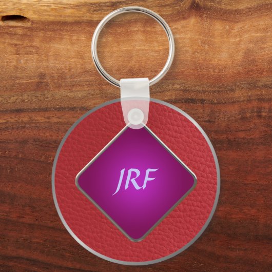 Rood kunstleder sleutelhanger (Voorkant)