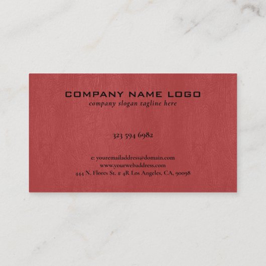 Rood kunstleder visitekaartje (Achterkant)