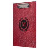 Rood kunstleer met lauwerkrans en monogram klembord (Links)