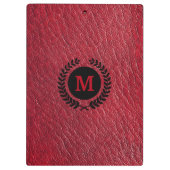 Rood kunstleer met lauwerkrans en monogram klembord (Achterkant)