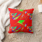 Rood Kussen met groene blauwe patronen (Deken)