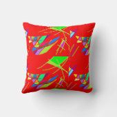 Rood Kussen met groene blauwe patronen (Achterkant)