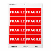 Rood Kwetsbaar Verzendlabel (Full Sheet)