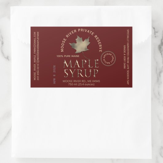 Rood Label Artisan Maple Syrup Batch Datum Goud Bl (Tas)