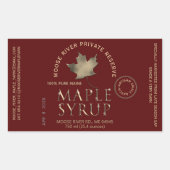 Rood Label Artisan Maple Syrup Batch Datum Goud Bl (Voorkant)