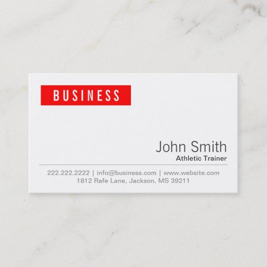 Rood label Athletic Trainer Visitekaartje (Voorkant)