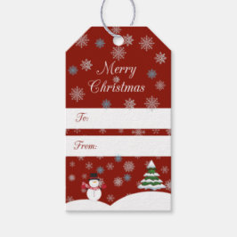 Rood Label met sneeuwvlokken Cadeaulabel