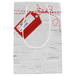 Rood Label op witte berk medium geschenkzak Cadeauzakje