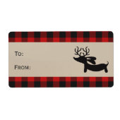 Rood Label Pset Reindeer Dachshund Gift Labels (Voorkant)