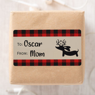 Rood Label Pset Reindeer Dachshund Gift Labels