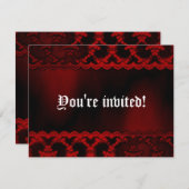 Rood Lace Vampire Gothic Wedding Invites Kaart (Voorkant / Achterkant)
