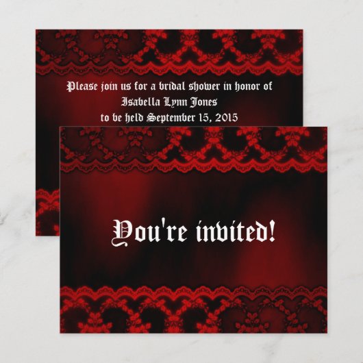 Rood Lace Vampire Gothic Wedding Invites Kaart (Voorkant / Achterkant)