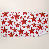 rood, lachen, gelukkig, sterren, regenboog, kleure strandlaken (Voorkant)