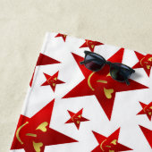 rood, lachen, gelukkig, sterren, regenboog, kleure strandlaken (In situ)