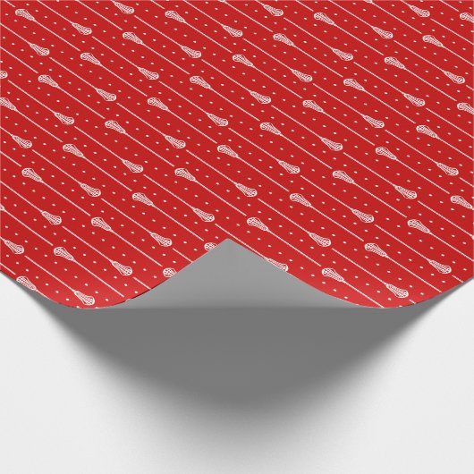 Rood Lacrosse Witte Sticks Patroon Verpakking Papi Cadeaupapier (Hoek)