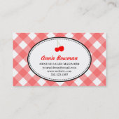 Rood land gingham patroon zoete kersen producten visitekaartje (Achterkant)