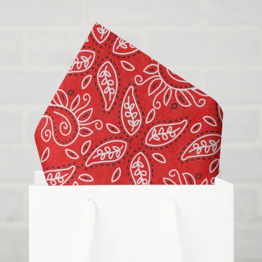 Rood land paisley patroon tissuepapier (Cadeauzakje)