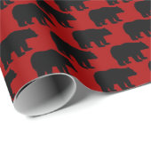 Rood landenpatroon met zwart beer, verpakkingspapi cadeaupapier (Rol Hoek)