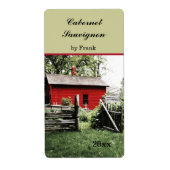 Rood landhuis wijn fles label (Voorkant)