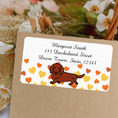 Rood Lang Haired Dachshund 1 Etiket