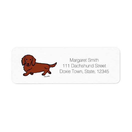 Rood Lang Haired Dachshund 1 Etiket (Voorkant)