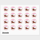Rood Lang Haired Dachshund 1 Ronde Sticker (Vel)