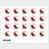 Rood Lang Haired Dachshund 2 Ronde Sticker (Vel)