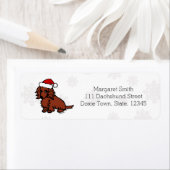 Rood Lang Haired Dachshund Kerst Schattige Etiket (Insitu)