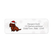 Rood Lang Haired Dachshund Kerst Schattige Etiket (Voorkant)
