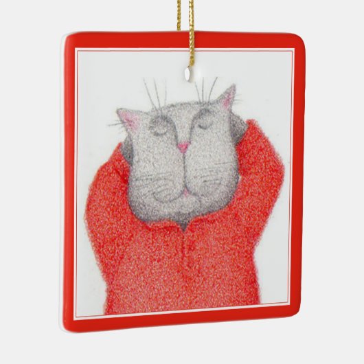 ROOD LANG JOHNS CAT Keramisch Vierkant Ornament (Rechts)
