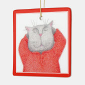 ROOD LANG JOHNS CAT Keramisch Vierkant Ornament (Links)