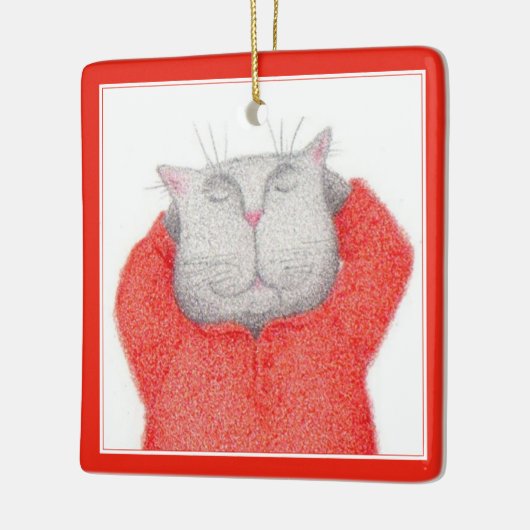 ROOD LANG JOHNS CAT Keramisch Vierkant Ornament (Links)