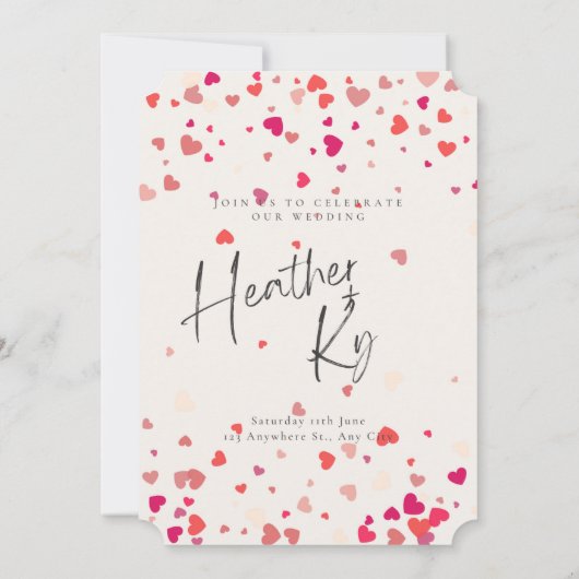 Rood laser gesneden papieren hart met initialen in kaart (Achterkant)