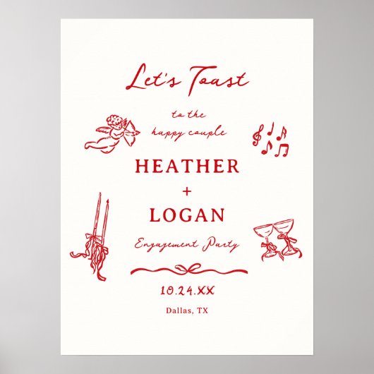 Rood Laten we de Verlovingspartij Begroeten Poster (Voorkant)