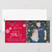 Rood Laten we Jolly Kerstvakantie fotokaart Feestdagenkaart (Voorkant / Achterkant)